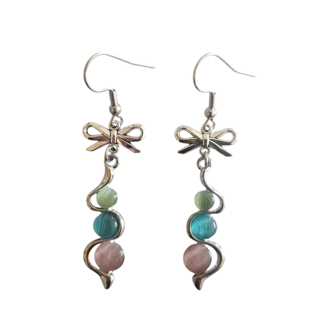 Handcrafted Wavy Gemstone Earrings